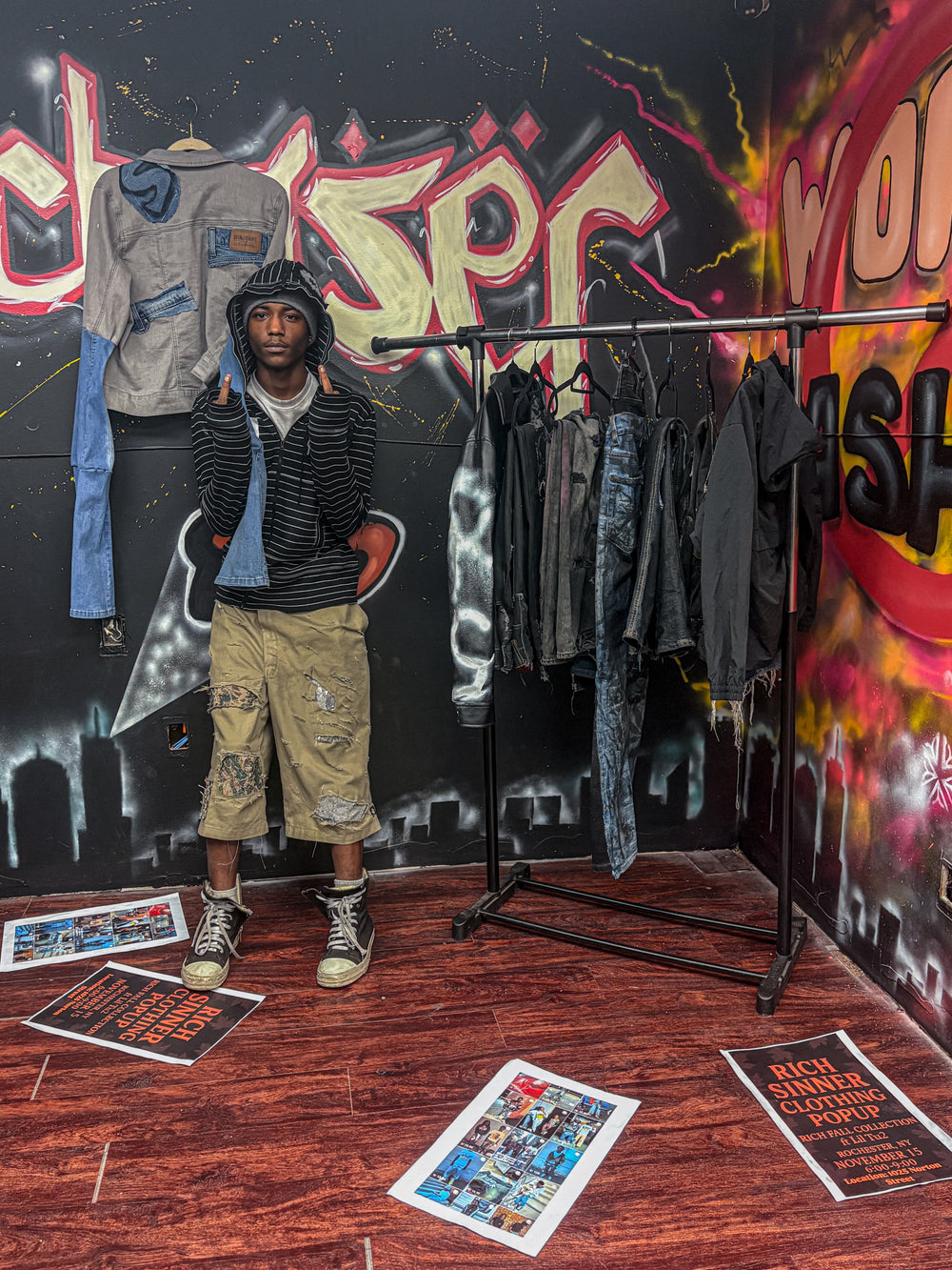 patchworked cargo shorts